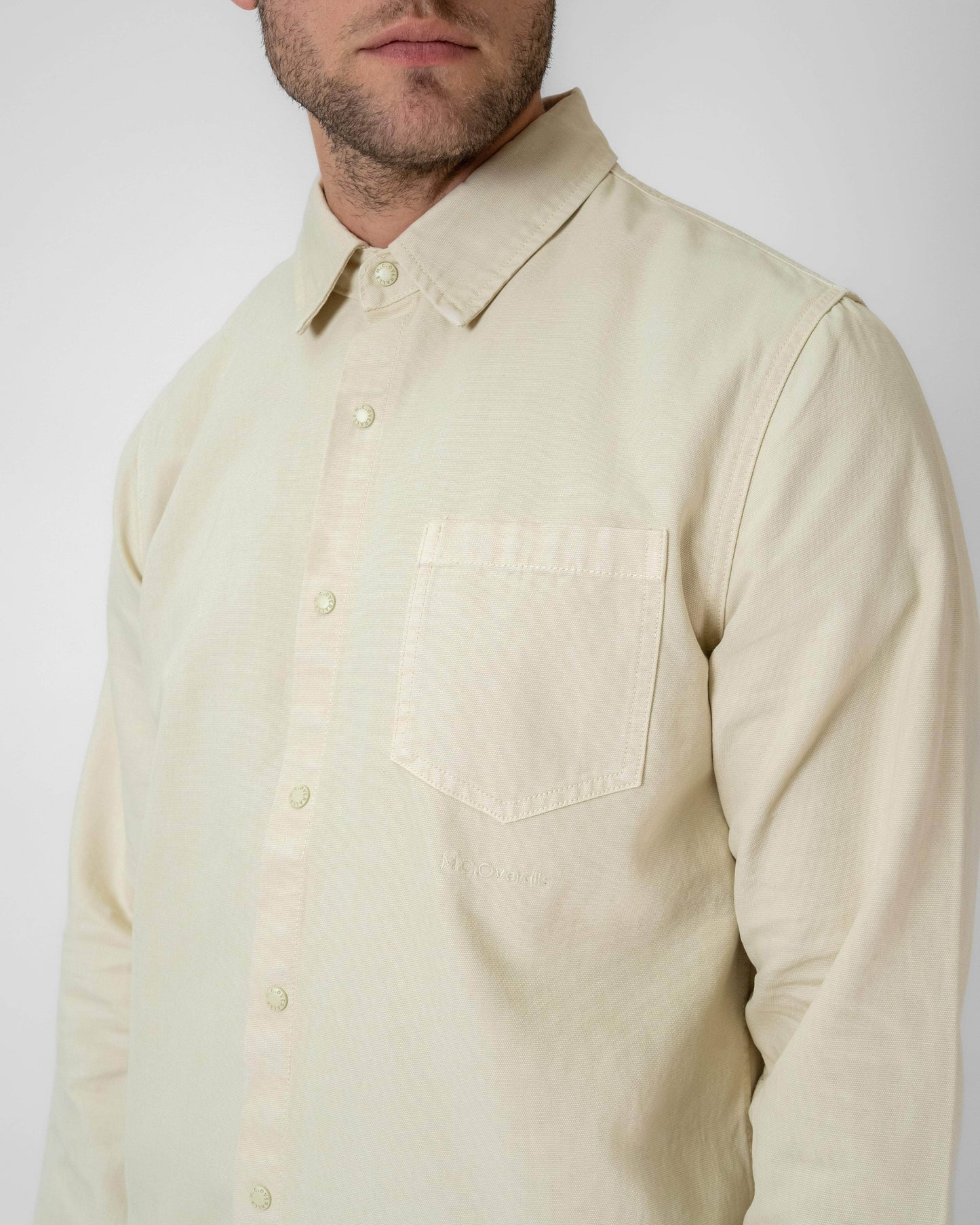 Cotton Canvas Snap Buttoned Shirt