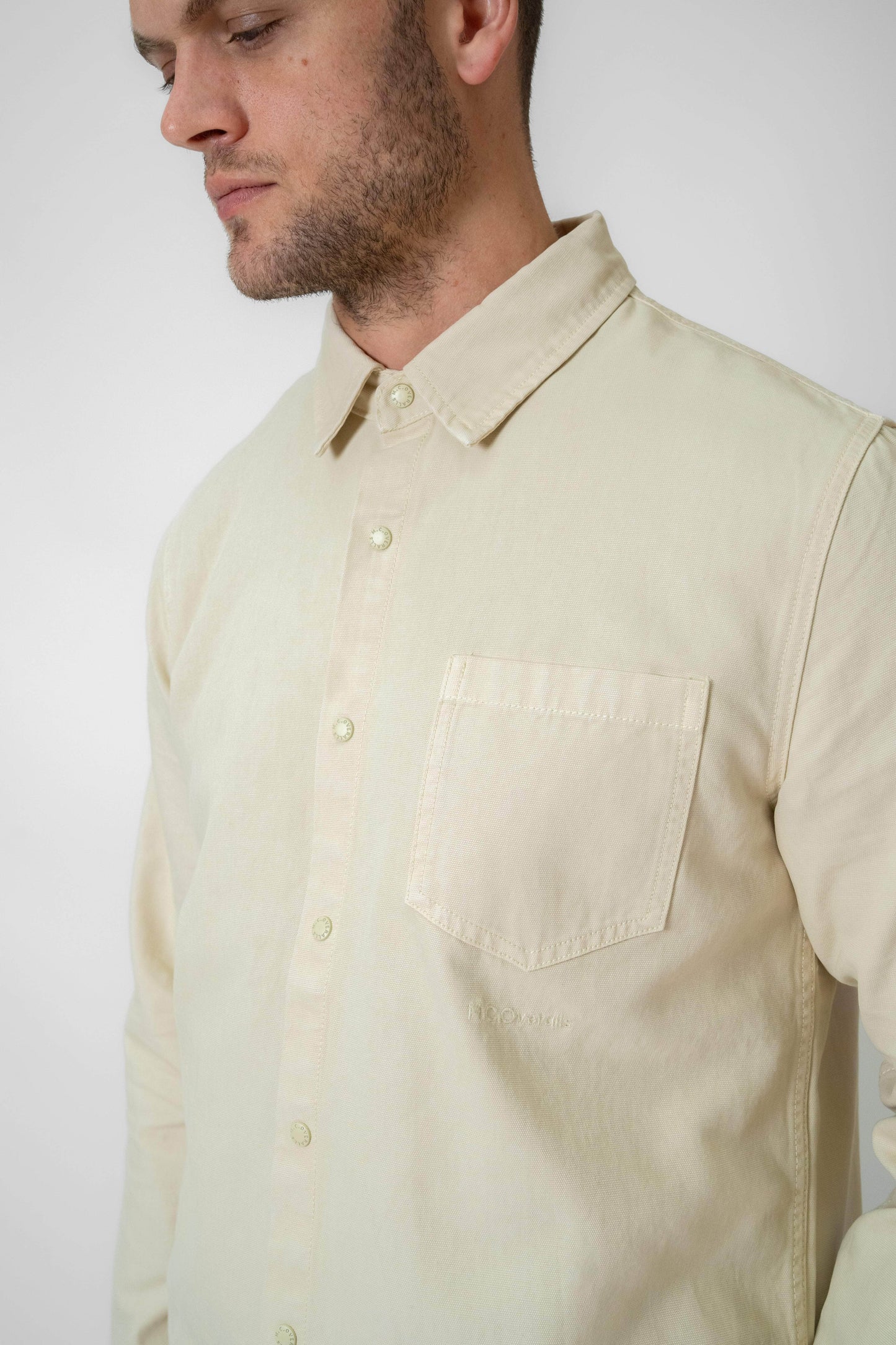 Cotton Canvas Snap Buttoned Shirt