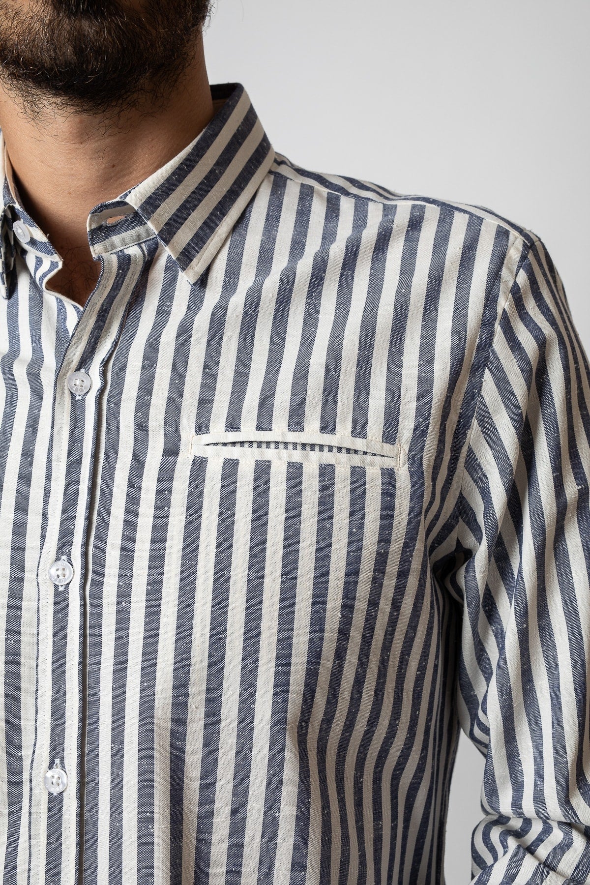 W. Sako - Blue Stripes Shirt 100% GOTS cotton