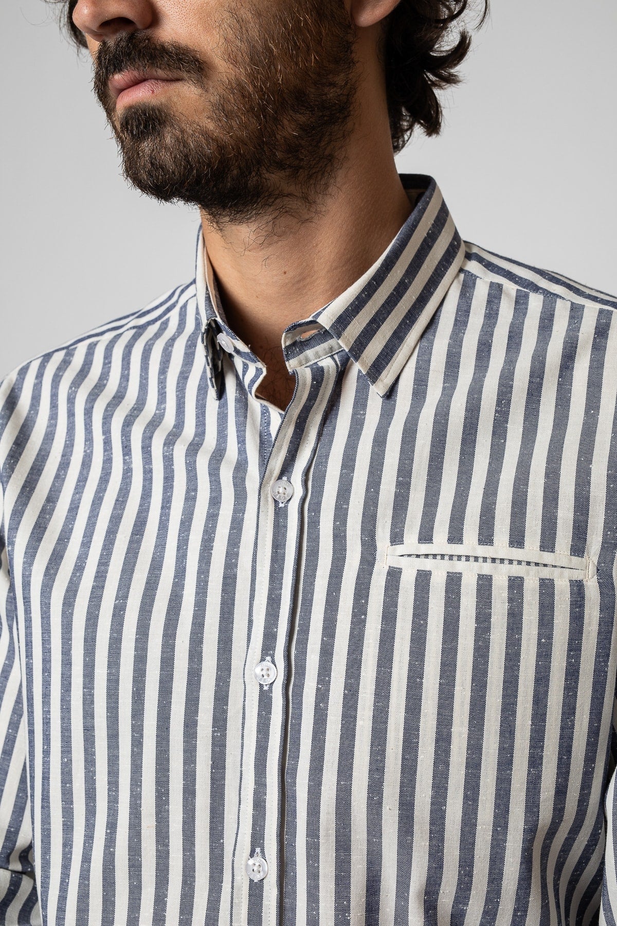 W. Sako - Blue Stripes Shirt 100% GOTS cotton