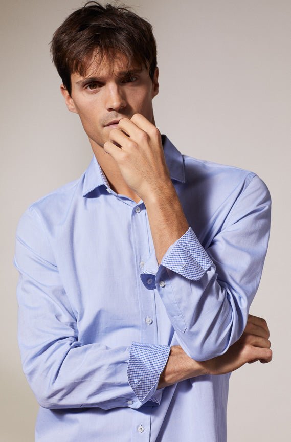 Conrad Sky Blue Shirt Oxford 100% Cotton